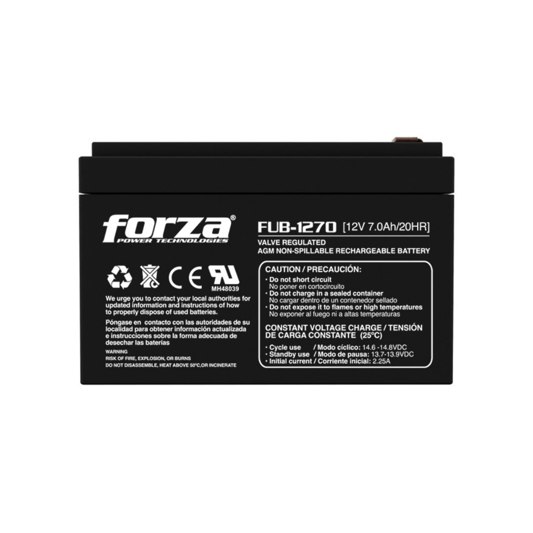 SUPRICOM BATERIA SELLADA RECARGABLE FORZA 7.0AH 12V7AH, AGM, SIN MANTENIMIENTO FUB-1270 BATERIA SELLADA RECARGABLE FORZA 7.0AH 12V/7AH, AGM, SIN MANTENIMIENTO - Imagen 1