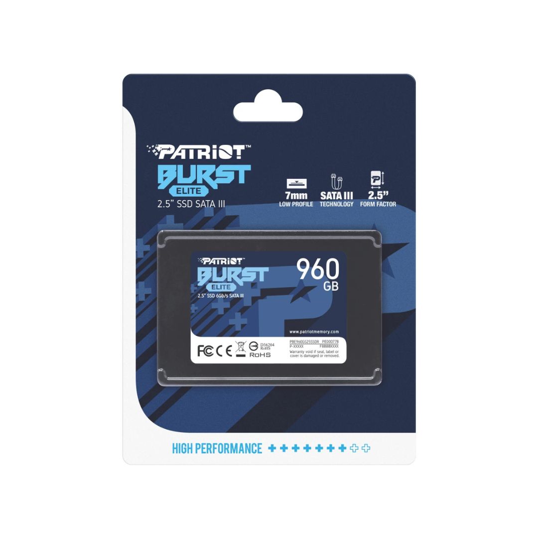 SUPRICOM DISCO DURO SSD PATRIOT BURST ELITE SOLID 960GB SATA3 PE000778 PBE960GS25SSDR DISCO DURO SSD PATRIOT BURST ELITE SOLID 960GB SATA3 PE000778 - Imagen 1