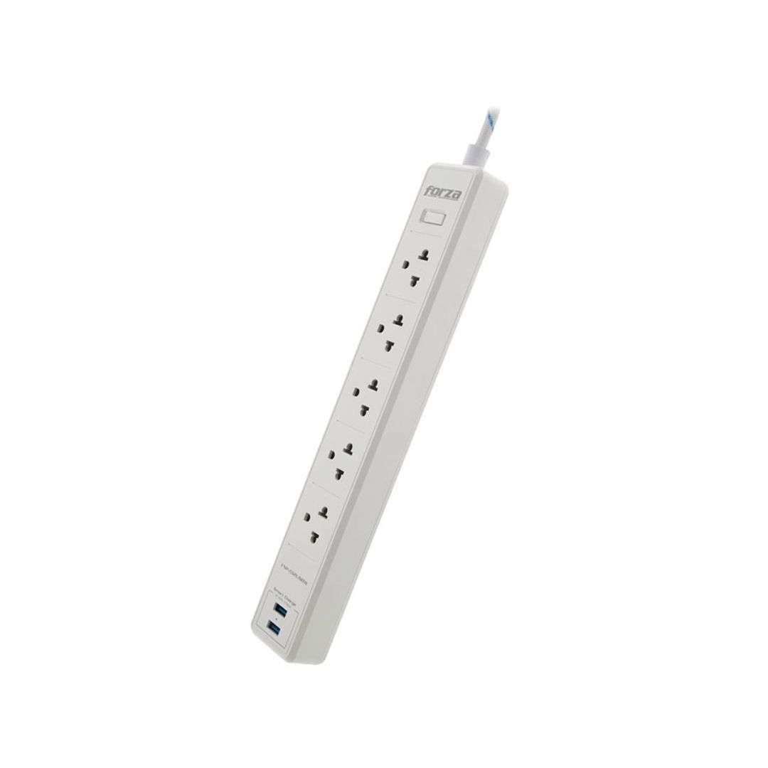SUPRICOM-FORZA-FSP-512USBW-SP-110220V-1200J-5-UNV-NEMA-2-AU130FOR25 REGLETA FORZA 5 TOMAS DE CORRIENTE AC 110/220 UNV NEMA 2USB 5FT WH FSP-512USBW - Imagen 1