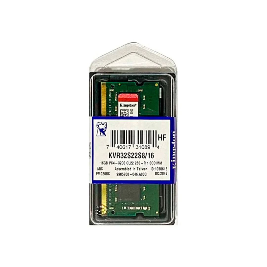 SUPRICOM MEMORIA RAM KINGSTON 16GB 3200MHZ DDR4 NON-ECC CL22 SODIMM 1RX8 KVR32S22S816 MEMORIA RAM KINGSTON 16GB 3200MHZ DDR4 NON-ECC CL22 SODIMM 1RX8 - Imagen 1