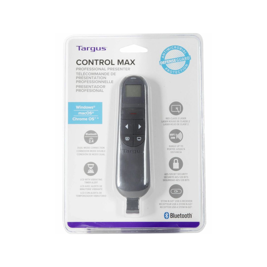 SUPRICOM PRESENTADOR TARGUS LÁSER CONTROL MAX ECOSMART™ CON TEMPORIZADOR AMP06804AMGL Presentador Targus Control Max EcoSmart™ con Temporizador | Láser y Bluetooth - Imagen 1