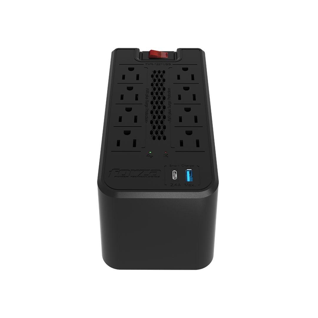 SUPRICOM REGULADOR AUTOMÁTICO DE VOLTAJE FORZA 1200VA600W, 8 SLDS, 2 USB-120V FVR-1221USB ENTRADA NEMA 5-15P SALIDA 8 X NEMA 5-15R FVR-1221USB REGULADOR AUTOMÁTICO DE VOLTAJE FORZA 1200VA/600W, 8 SLDS, 2 USB-120V FVR-1221USB ENTRADA NEMA 5-15P SALIDA 8 X NEMA 5-15R - Imagen 1