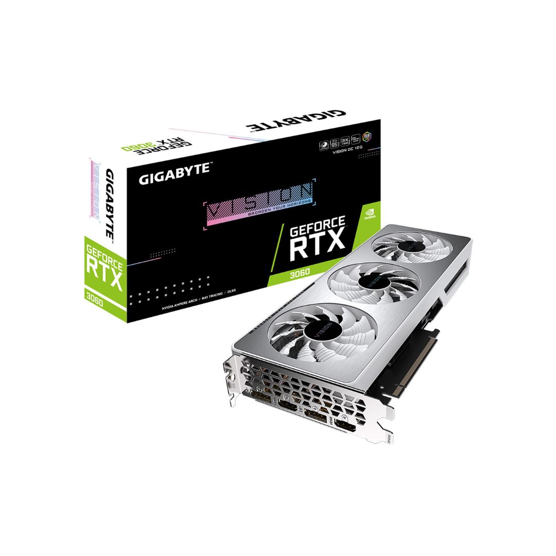 SUPRICOM TARJETA DE VIDEO GIGABYTE GE FORCE RTX 3060 GV-N3060VISION OC 12GD VDO0716O Tarjeta de Video Gigabyte GeForce RTX 3060 Vision OC 12GB GDDR6 #GV-N3060VISION - Imagen 1